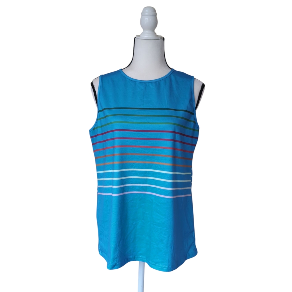 Stretchy Striped Tank Top MEDIUM Sapphire Blue
